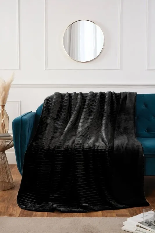 Large Luxury Mink Throw Ribbed and Plain Blanket Warm Fleece Double King