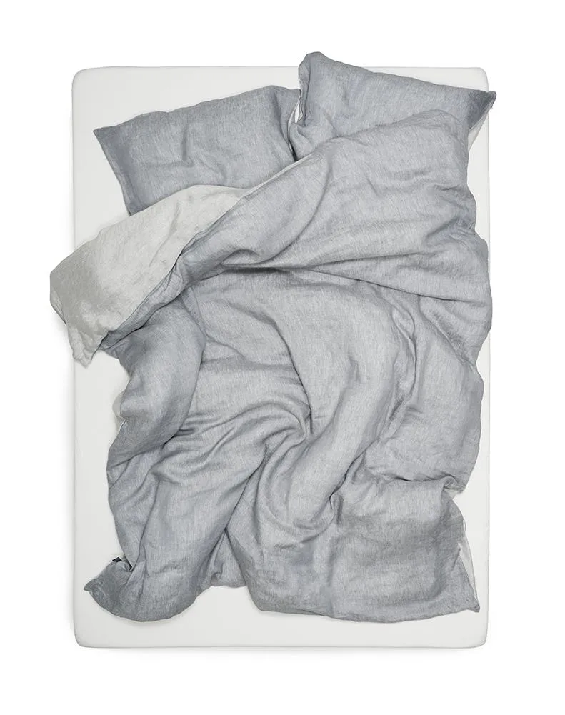 Linen Bedding Two Tone Stonewashed in Quartz Grey Color