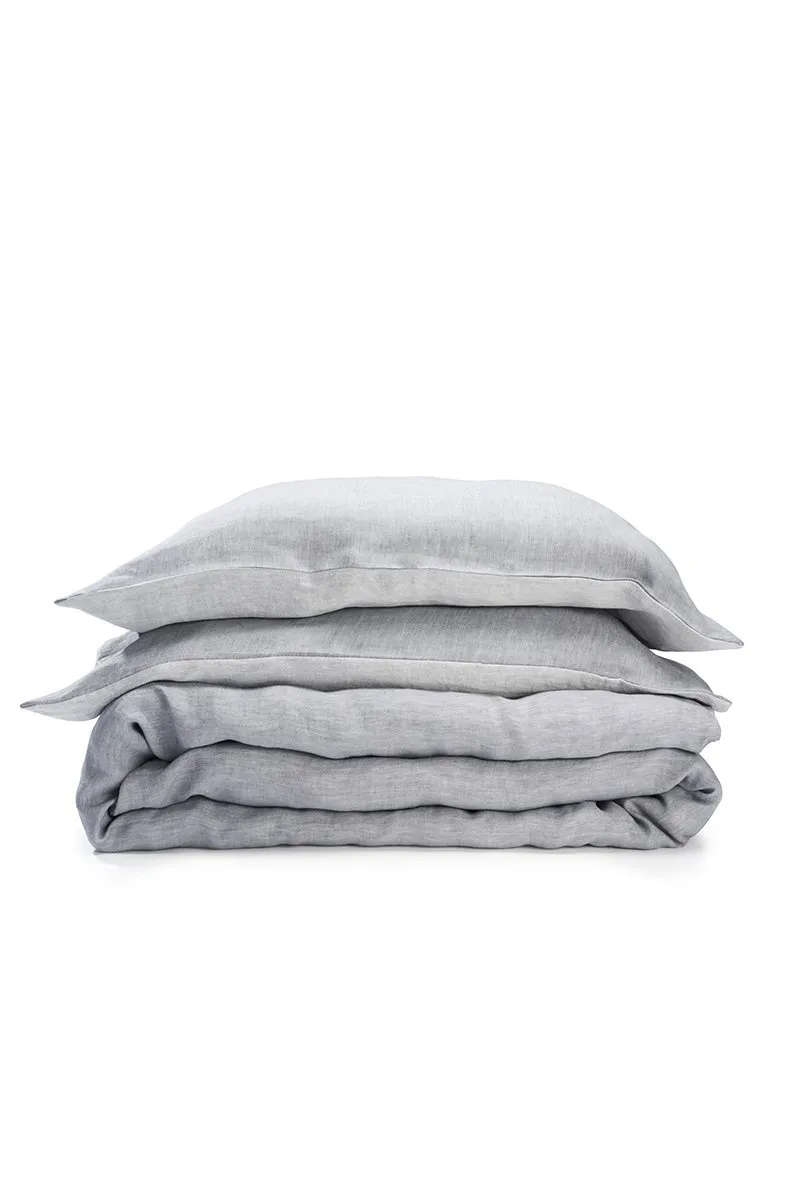 Linen Bedding Two Tone Stonewashed in Quartz Grey Color