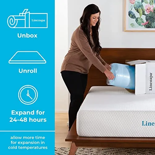 Linenspa 2 Inch Memory Foam Mattress Topper, Gel Infused Queen Mattress Topper, CertiPUR-US Certified