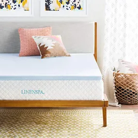 Linenspa 2 Inch Memory Foam Mattress Topper, Gel Infused Twin XL Mattress Topper, CertiPUR-US Certified, Dorm Room Essentials