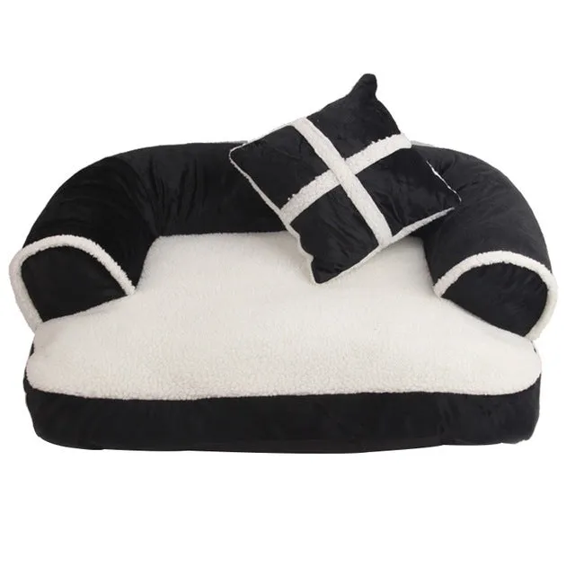 Luxury Soft Fleece Sofa Bed With Pillow Cozy Dog Bed