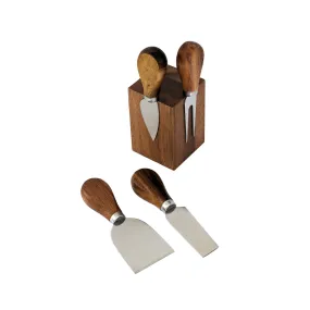 Magnetic Acacia Wood Block with 4 Cheese Tools