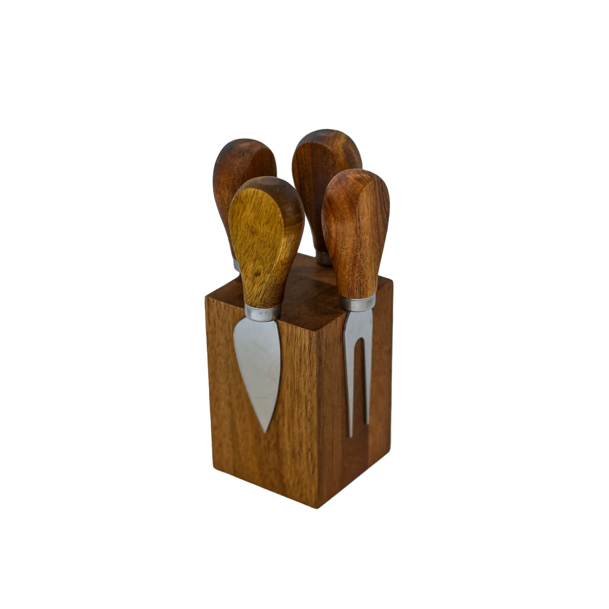 Magnetic Acacia Wood Block with 4 Cheese Tools