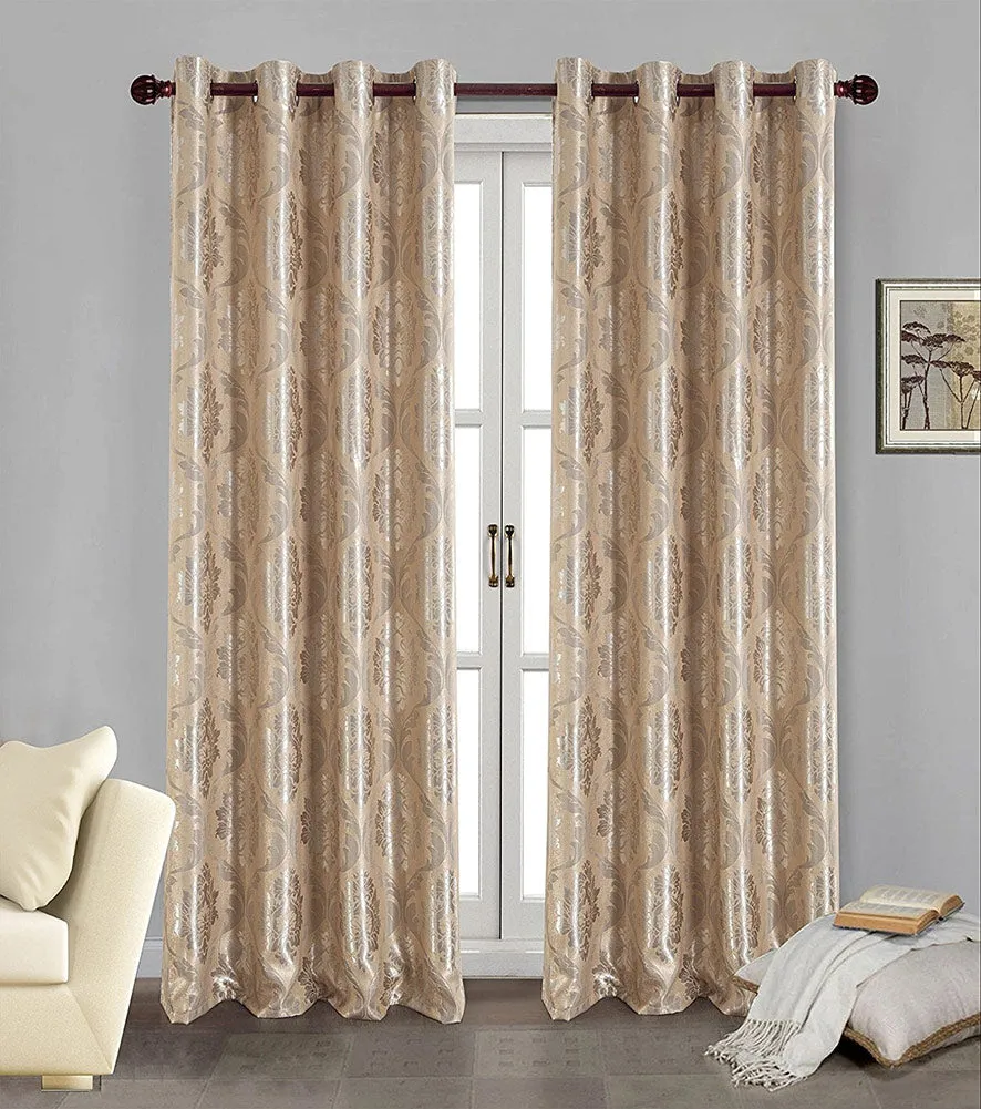 Marabella Jacquard 8 Grommet Room-Darkening Panel, Beige, 54x84 Inches