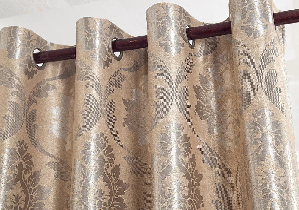 Marabella Jacquard 8 Grommet Room-Darkening Panel, Beige, 54x84 Inches