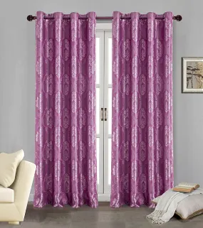 Marabella Jacquard 8 Grommet Room-Darkening Panel, Marsala, 54x84 Inches