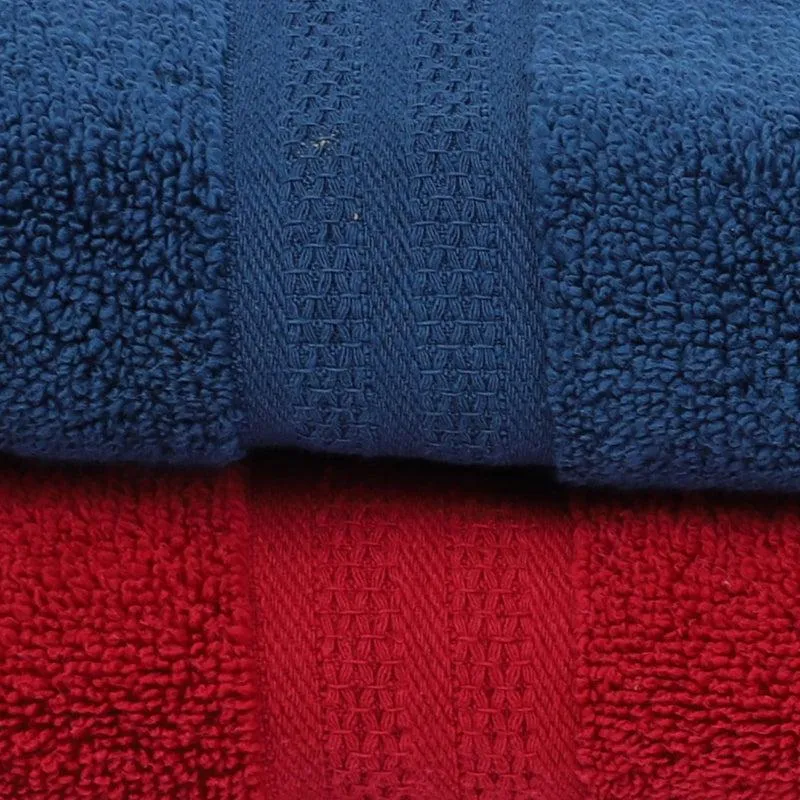 Miorah Bath Towel (Blue & Red) - Set Of Two