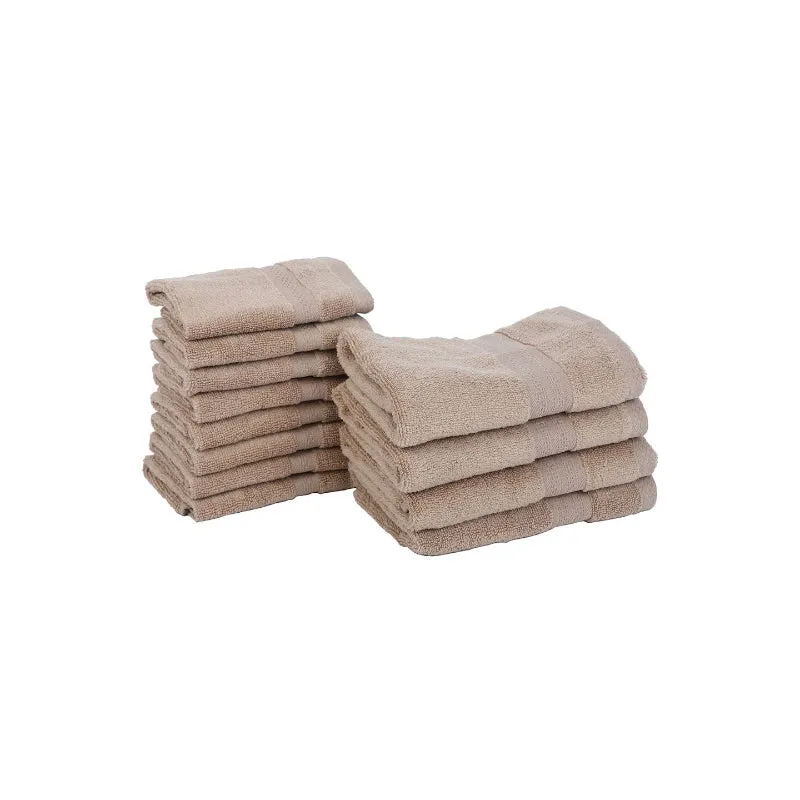 Miorah Hand & Face Towel Combo (Beige) - Set Of Twelve