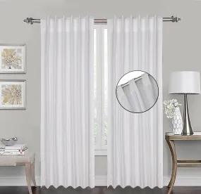 Modern Elegance: 2-Panel Sets of White Linen Slub Cotton Window Curtains - Reverse Tab Top, 50 x 96 Inch