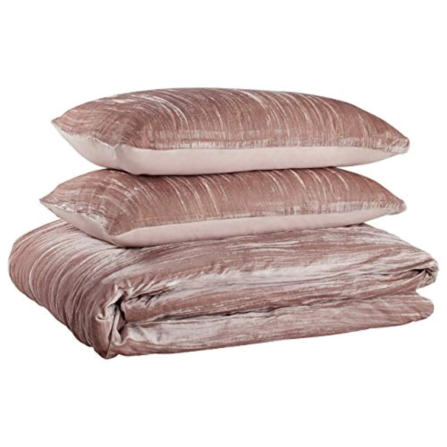 Modern Velvet Duvet Cover and Sham Set - King, Blush