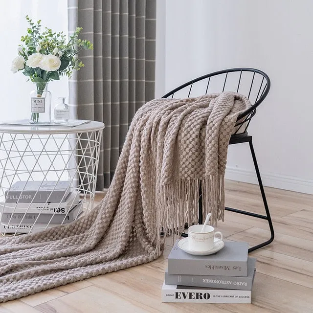 Modern Waffle Knit Throw Blanket