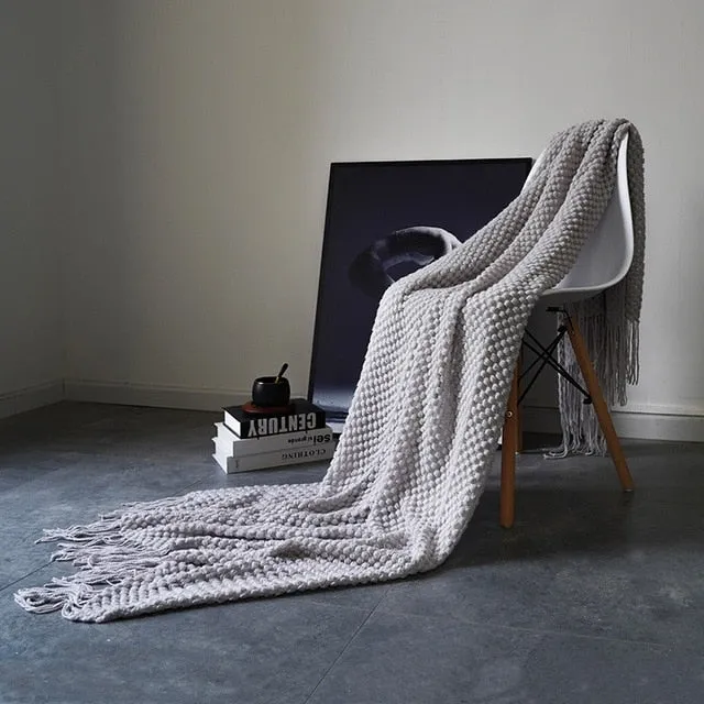 Modern Waffle Knit Throw Blanket