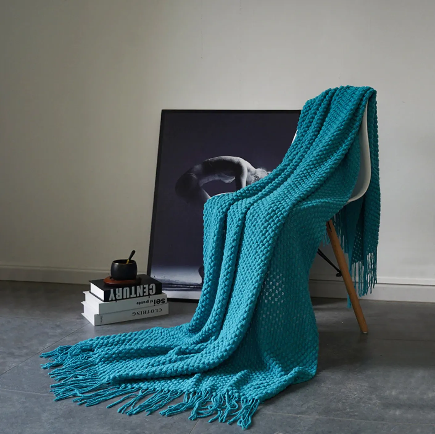 Modern Waffle Knit Throw Blanket