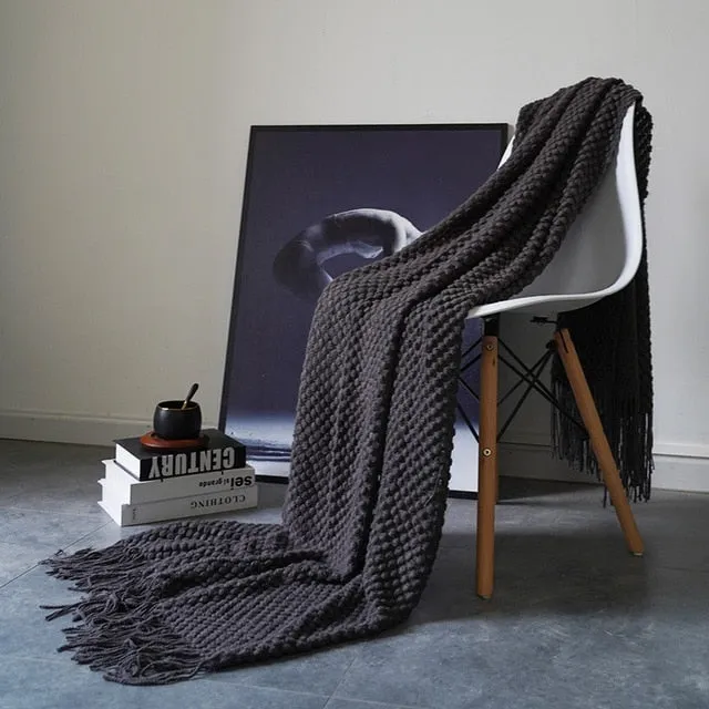 Modern Waffle Knit Throw Blanket