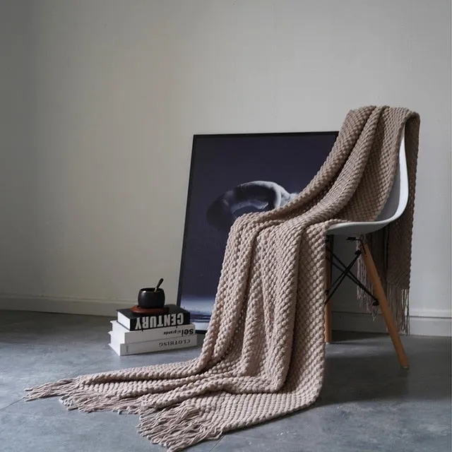 Modern Waffle Knit Throw Blanket