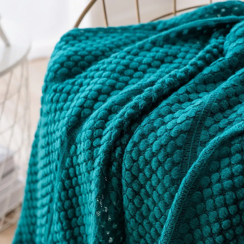 Modern Waffle Knit Throw Blanket