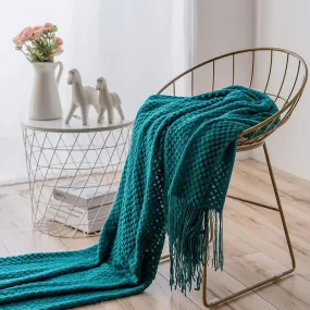 Modern Waffle Knit Throw Blanket