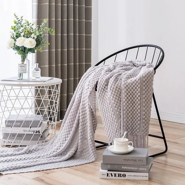 Modern Waffle Knit Throw Blanket