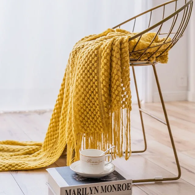 Modern Waffle Knit Throw Blanket