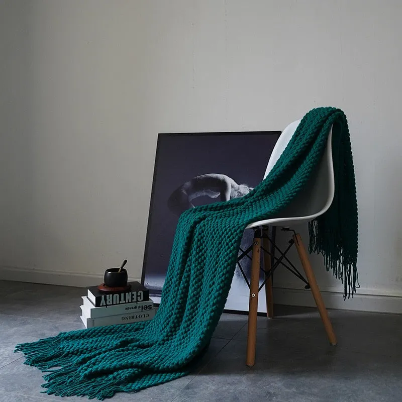 Modern Waffle Knit Throw Blanket