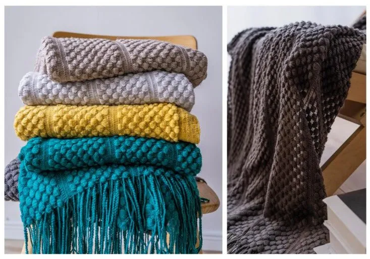 Modern Waffle Knit Throw Blanket