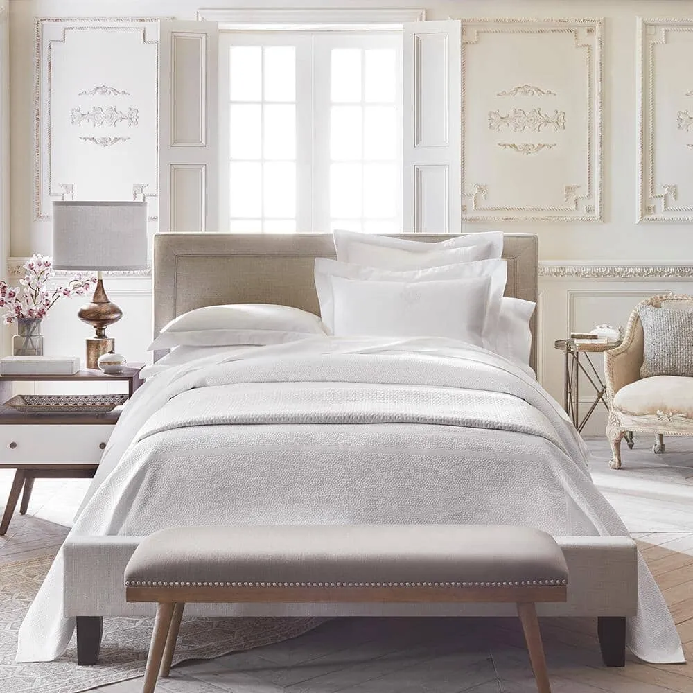 Montauk White Matelassé Coverlets by Peacock Alley