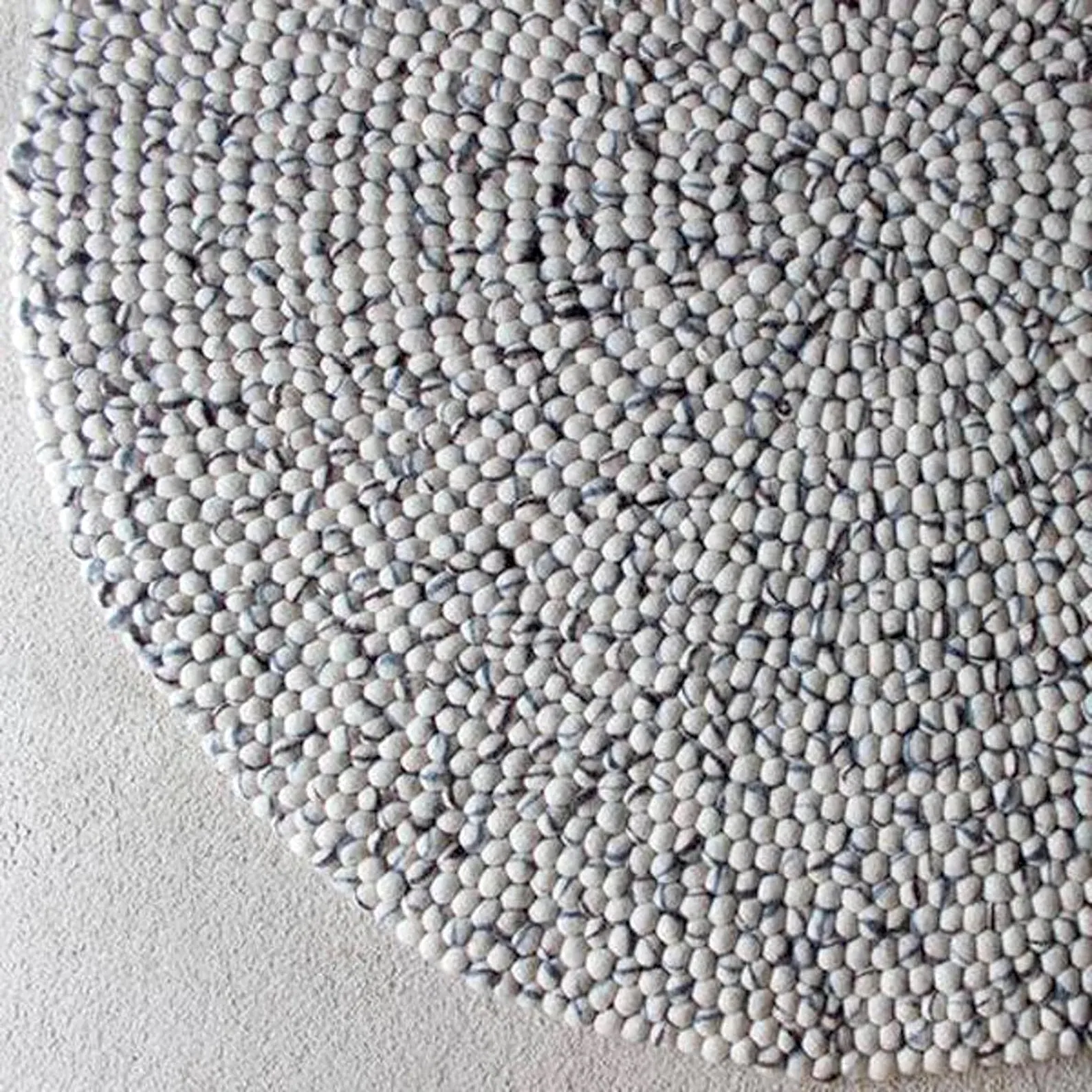 Natural Brown and Grey Felt Ball Rug