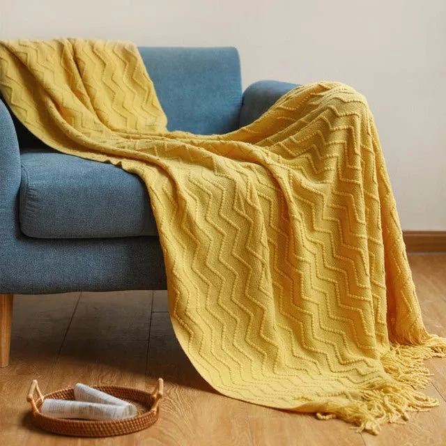 Nordic Zigzag Knitted Blanket