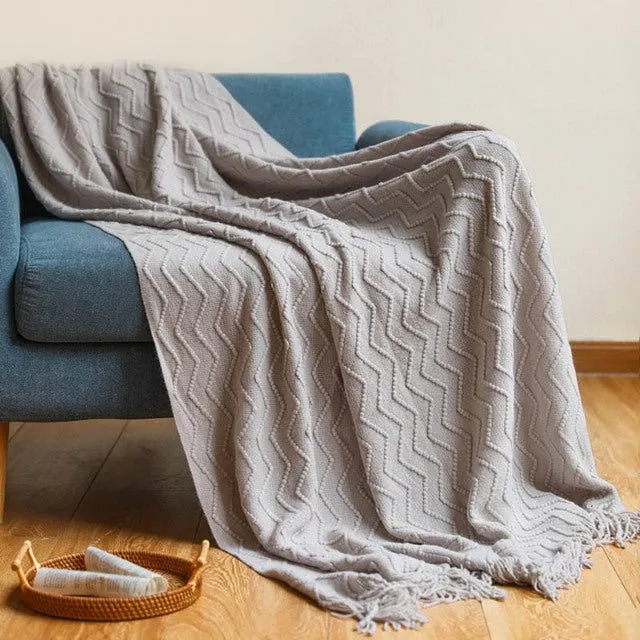 Nordic Zigzag Knitted Blanket