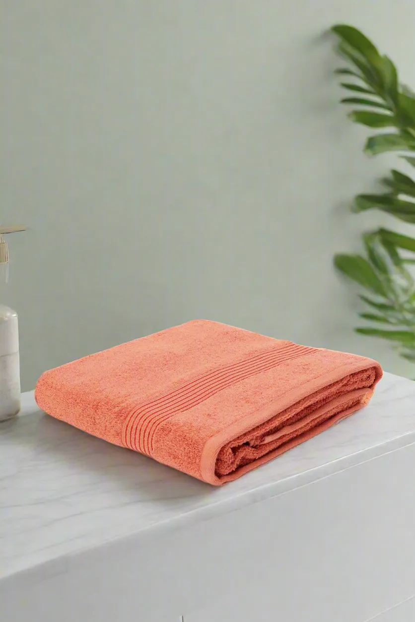 Orange Soft Cotton Beach Towel With Viscose Border