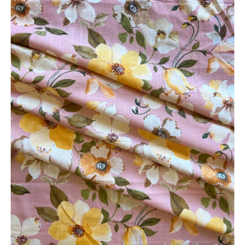 Pink Floral Cotton Door Curtain | 84 x 48 inches