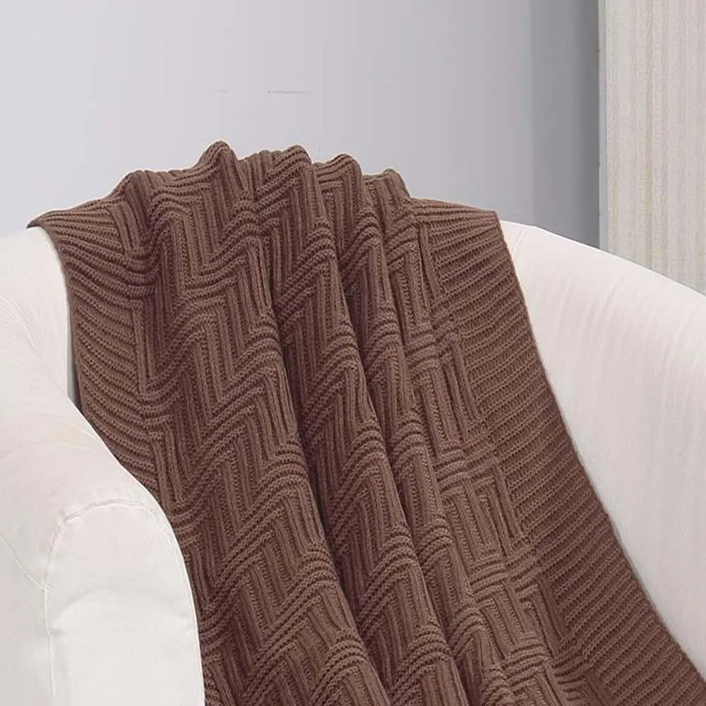 Plazatex Pietra Luxury Acrylic Throw Blanket - 50x60", Chocolate