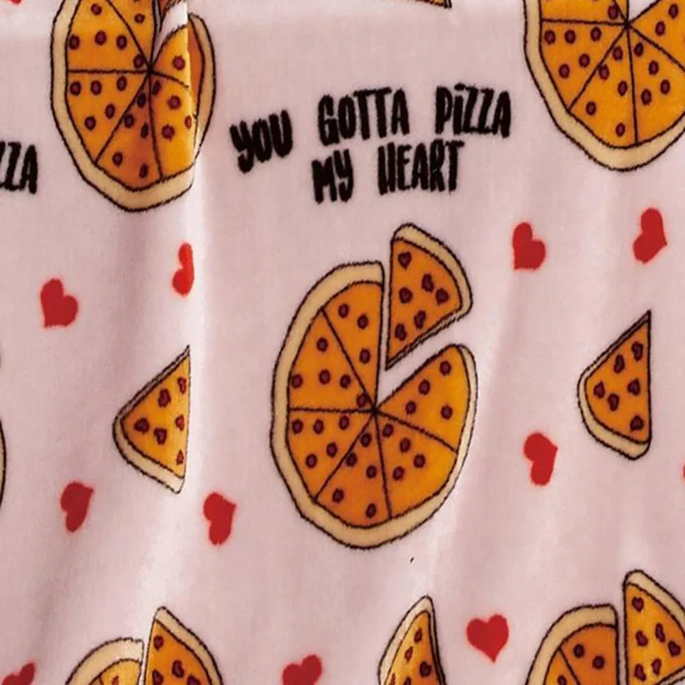 Plazatex Pizza My Heart Micro plush Decorative All Season Multi Color 50" X 60" Throw Blanket