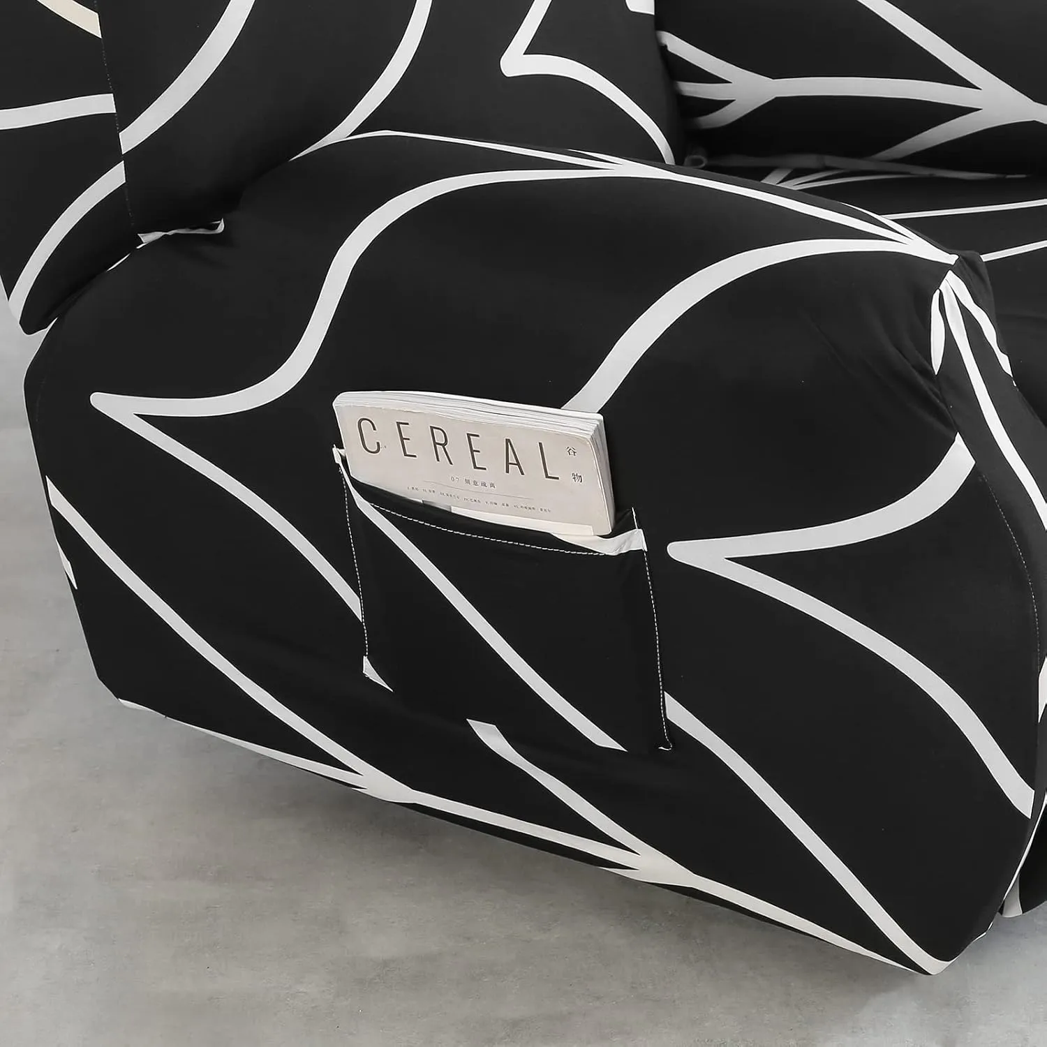 Premium Printed Recliner Sofa Cover : Black Onyx