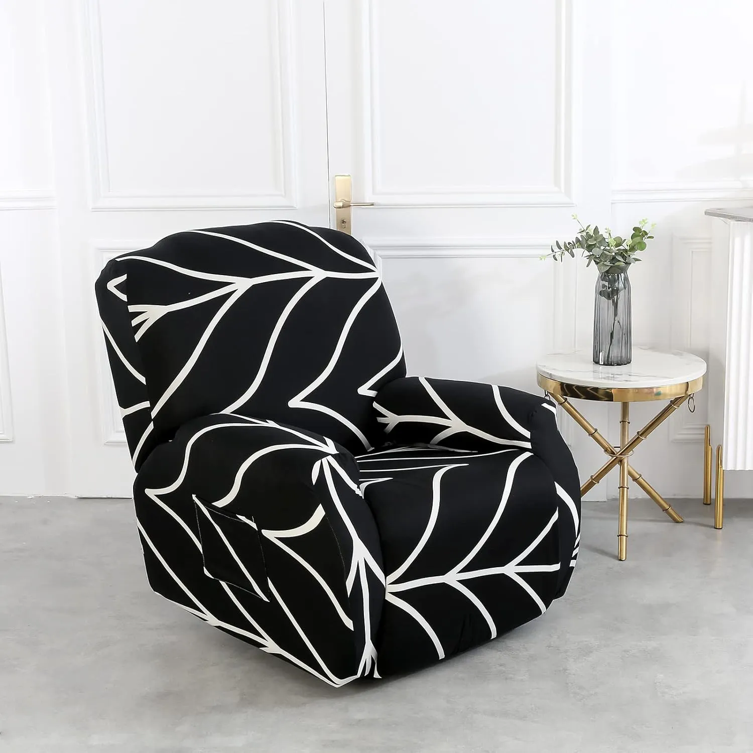 Premium Printed Recliner Sofa Cover : Black Onyx