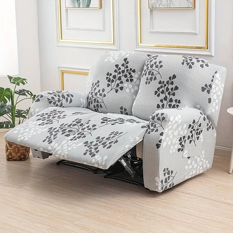 Premium Printed Recliner Sofa Cover : Petal Grey