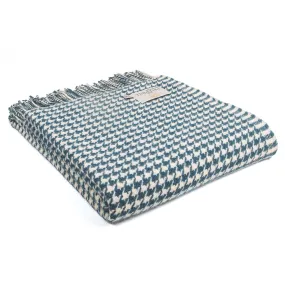 Pure New Wool Throw - Ink Blue Houndstooth