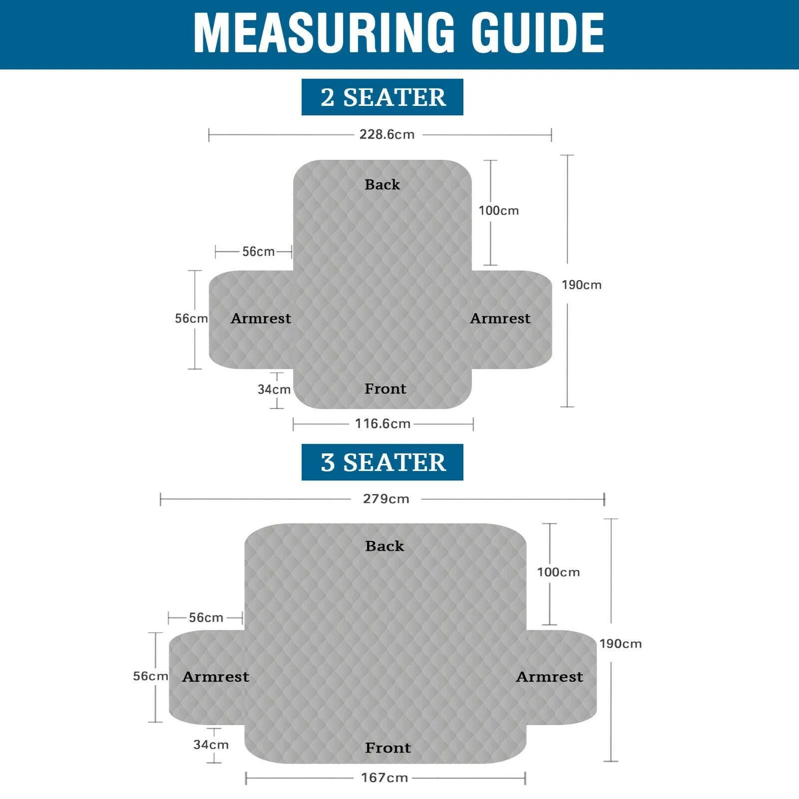 Quilted Sofa Protector Slip Cover Couch Covers 1/2/3 Recliner