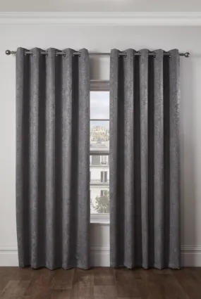 Regency - Elegant Woven Thermal Blackout Eyelet Curtains in Silver