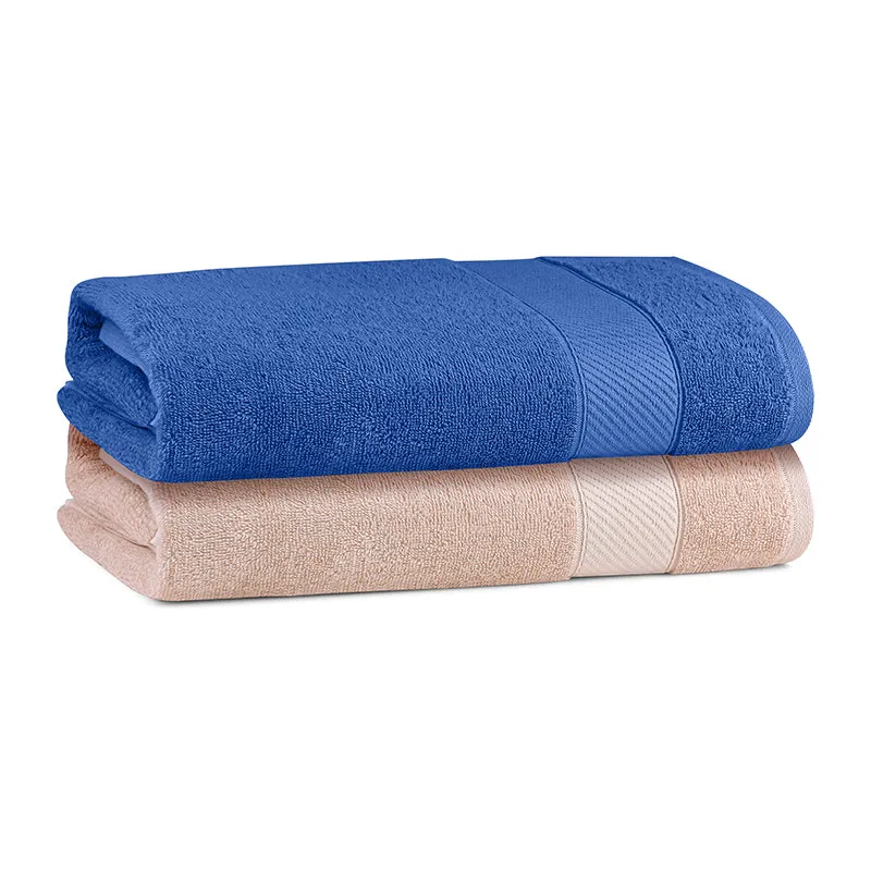 Reign Bath Towel (Dark Blue & Sand Stone) - Set Of Two