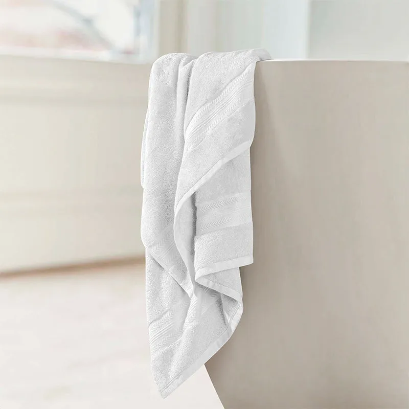 Reign Bath Towel (White & Blue) - Set Of Two