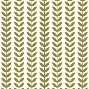 Scandi Stem Cotton Curtain Fabric - Olive