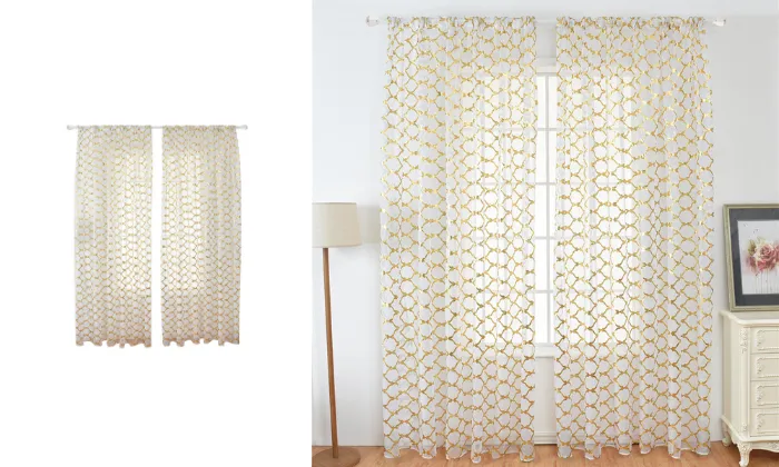 Sheer Curtains Lantern Print