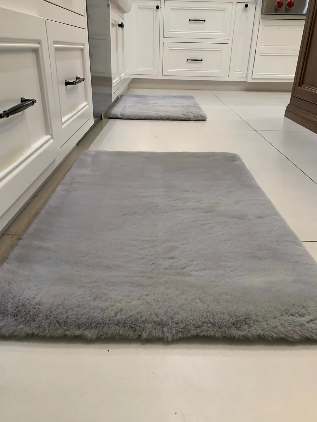 Silver Bath Mat Faux Fur Area Rug / Door Mat / Kitchen Mat