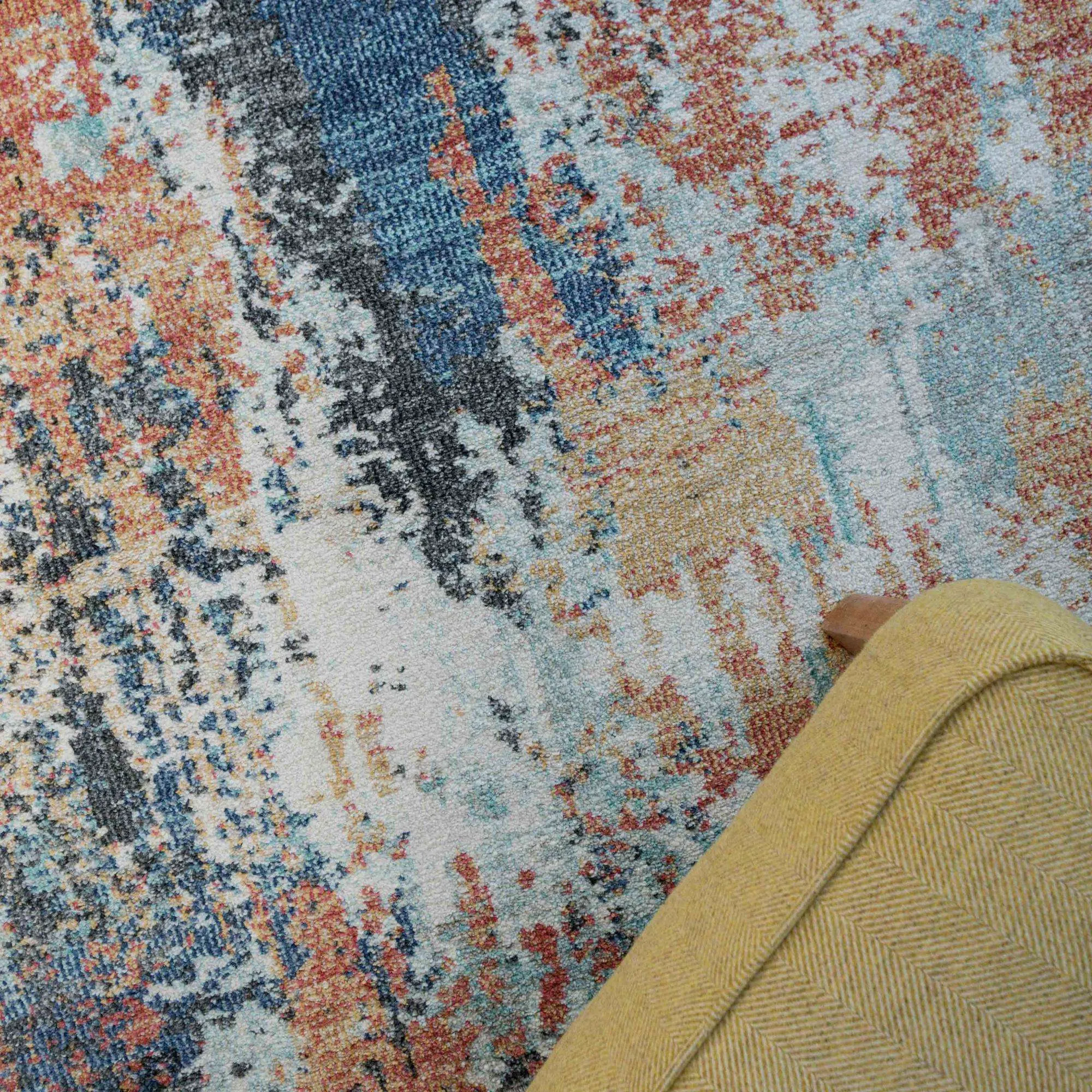 Soft Abstract Distressed Multicolour Living Room Rug - Moore