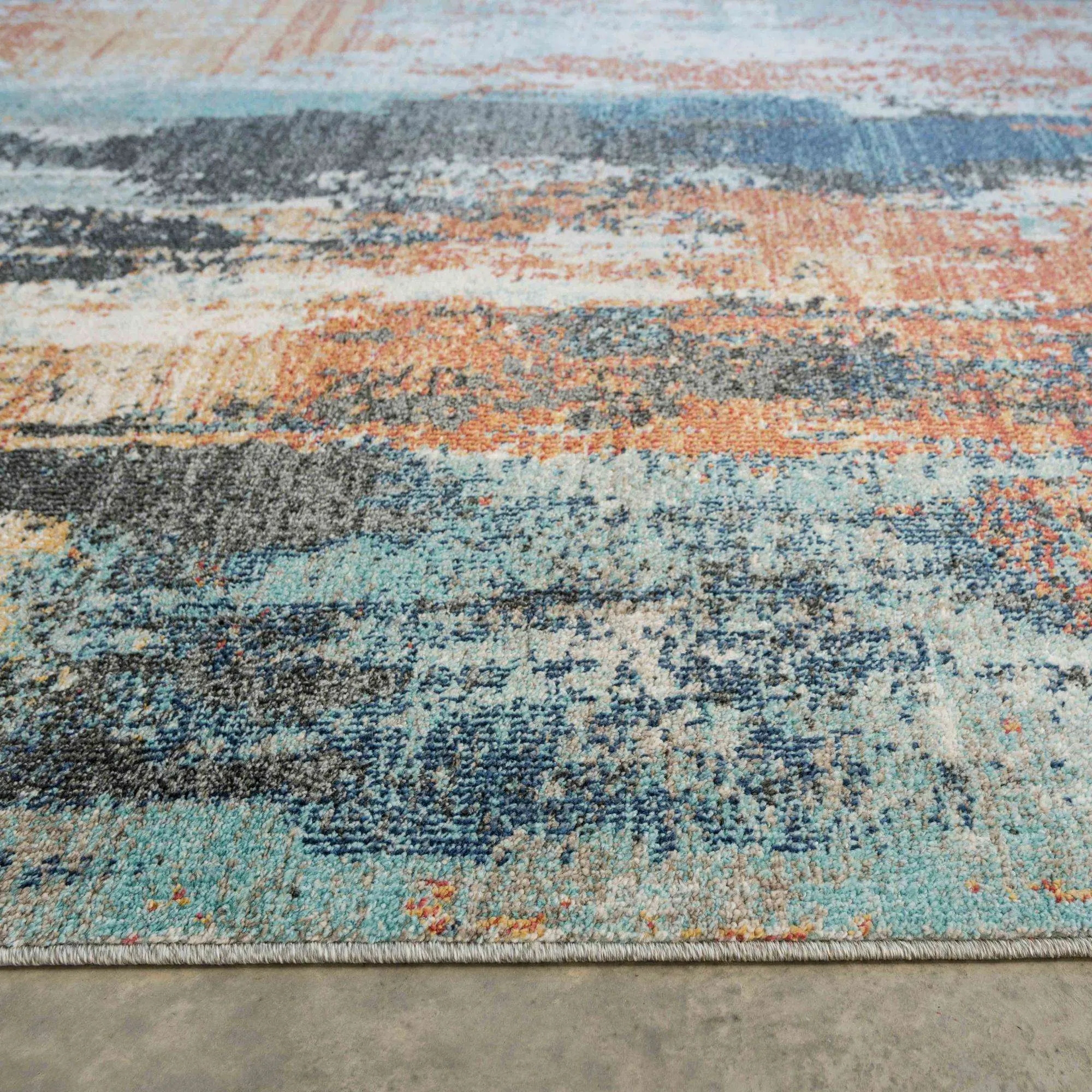 Soft Abstract Distressed Multicolour Living Room Rug - Moore