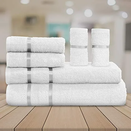 Story@Home Bath Towel Set - Premium Collection of 450 GSM Made with 100% Soft Cotton with Quick Dry Set of 6 Towels - White