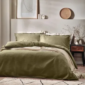 Waffle Super King Duvet Set Olive