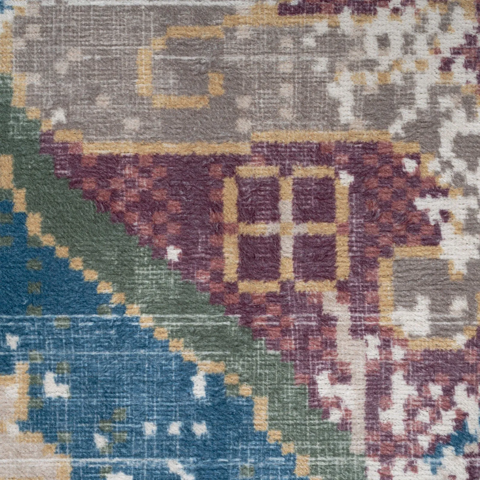 Washable Vintage Blue Distressed Rug - Lyra